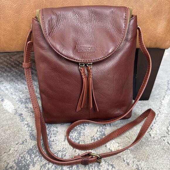 American Leather Co Handbags - American Leather Co. Hampton Zip Around Crossbody Oxblood Red F